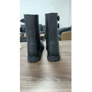 Autumn Men's Black Cowhide Leather Boots with Rubber Outsole Shoe heel height