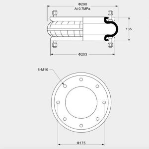 China TS16949 Industrial Air Springs 260135H-1 With Full Stroke From 55mm To 214mm on sale