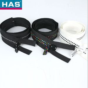 #10 Diamond Resin Zipper With Colored Tooth And Open Tail For Garment