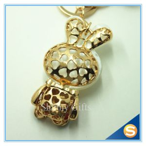 Trendy Rhinestone Cute Rabbit Shape Crystal Gold Plated Key Chain For Handbag