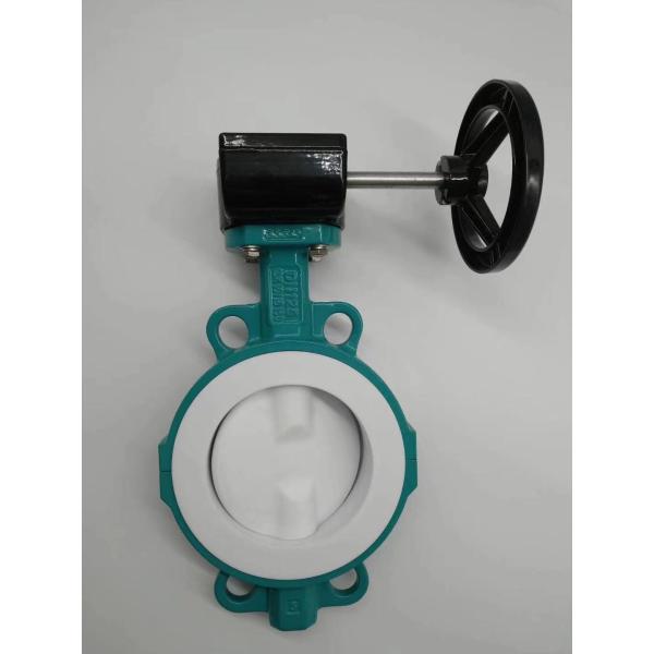 Ptfe Coated Lining Split Body Pneumatic Actuator Wafer Butterfly Valve