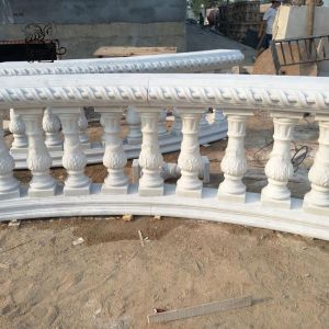 BLVE White Marble Stair Handrail Railing Natural Stone Balustrade Villa