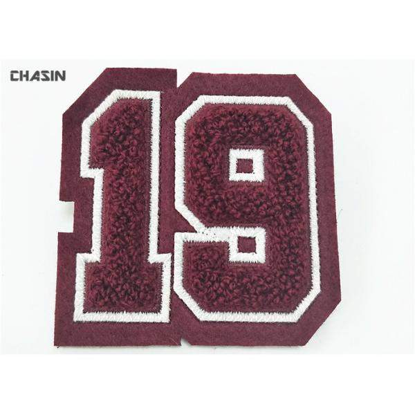 Quality Number And Alphabet Chenille Embroidery Patches / Embroidered Iron On Appliques wholesale