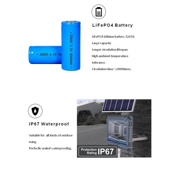 Outdoor Waterproof Solar Flood Light Integrated 6000K Light With LiFePO4 Battery