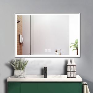 Customized Size Led Touch Bevelled Smart Fitness Bath Backlit Mirror for Salon