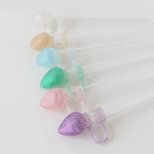 NEW Arrival heart diamond glitter designs Straw Cover Topper 3D 10mm Straw