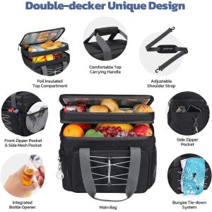 Double Decker Cooler Bag For Frozen Food Collapsible Insulated Cooler 27L