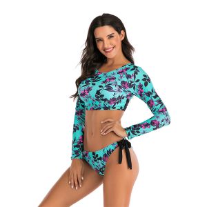 Side Strap Bathing Womens Surfing Suits Sunscreen Split Flowers Quick Drying