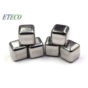 Silver Reusable Stainless Steel Ice Cubes For Whiskey Wine Beverage Sextuplet