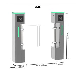 HCW Barrier Turnstile Gate with 600-1000mm Channel Width 30W DC Brushless Motor