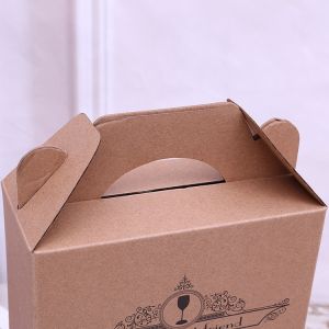 Kraft Paper Double Wine Bottle Gift Boxes Portable CMYK 4 Color Offset Printing