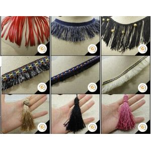 6.5cm polyester tassel long curtain fringe trim, water soluble 100% polyester