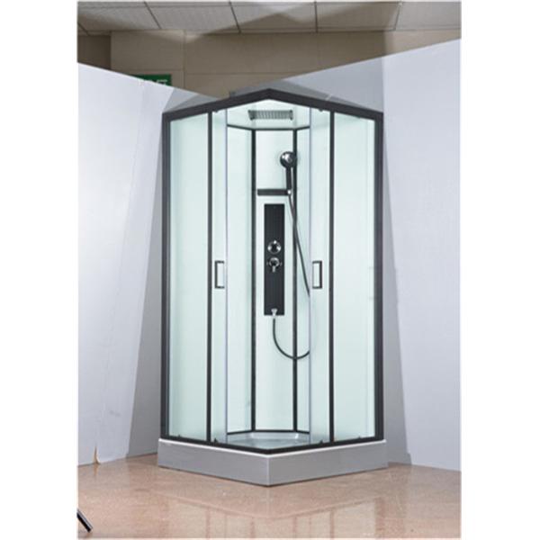 Free Standing Quadrant Shower Cubicles With Transparent Tempered Glass Fixed Panel black aluminium
