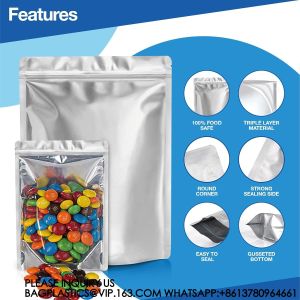 Large Mylar Bags 1 Gallon(10x14), 7x10 & 5x8, 4x6 With 1 Side Clear - (25 Pcs