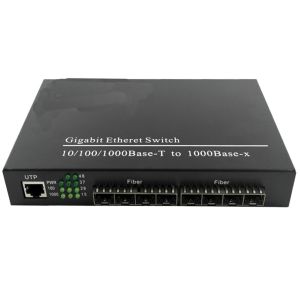 China 10/100/1000Mbps 1 RJ45 And 8 SFP Fiber Media Converter on sale