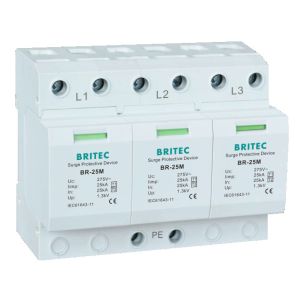 BRITEC BR-25M T1+T2 B+C 3P DIN Rail 35mm Spd T1 varistor surge arrester type1 3p
