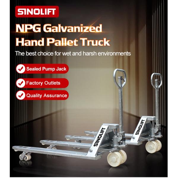 SINOLIFT Load 2500kg Maximum outer width 520mm NPG Hand Galvanized Pallet Truck