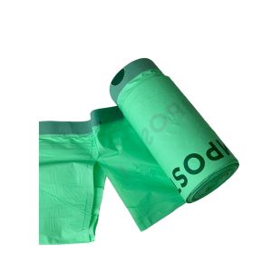 Green Biodegradable Drawstring Trash Bags Non Toxic With Custom Logo