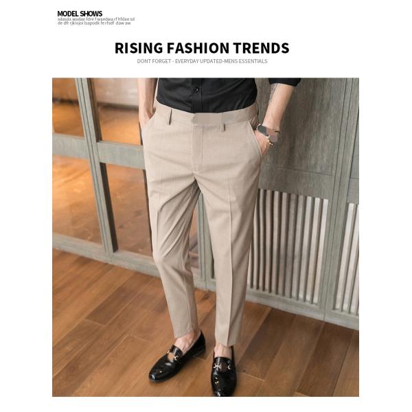 Slim Fit Office Trousers in Black Perfect for Formal Business Attire Zipper Fly Closure