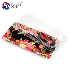 High quality rectangle plastic disposable fondue sushi tray with lid