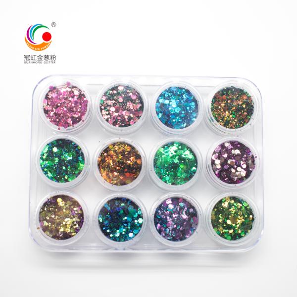 Xmas Decorations Chameleon Blue Loose Glitter For Nails Bulk Sequins 2MM