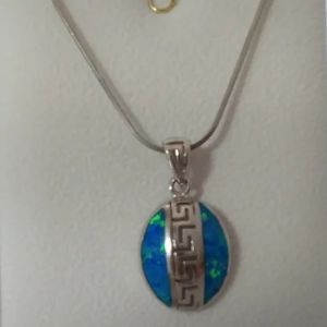 Key Design Meandros Opal Pendant Necklace With 925 Sterling Silver