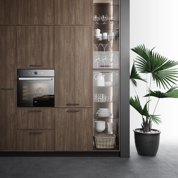Classic Solid Wood Kitchen Storage Cabinets 9mm MFC Back Panel Quartz Stone