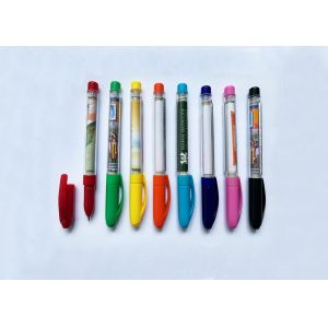 Transparent plastic banner gel ink pen in red or blue with 180mmX68mm size color
