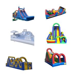 Castle Design Inflatable Obstacle Course with White Color and Accessories