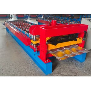 PLC Controlled Glazed Tile Roll Forming Machine With Hydraulic Cutting System