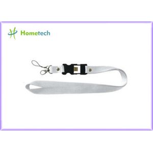 White Customize Lanyard USB Flash Drives High Capacity File Transfer