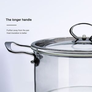 2.3L 3.5L Transparent Borosilicate Glass Soup Pot