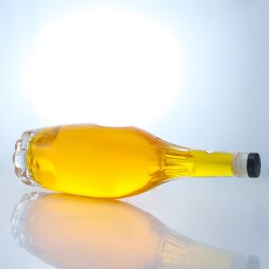 Customization Round Shape Liquor Bottle with Embossed Design and Customized Cork