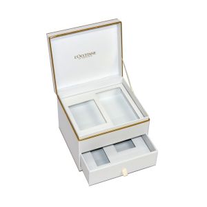 China Multifunctional Cosmetic Gift Boxes Two Tiers With Grosgrain Ribbon on sale