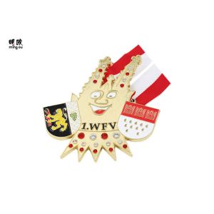 Cute 1 WFV Crystal Custom Sports Medals Zinc Alloy Type Gold Color Electroplatin