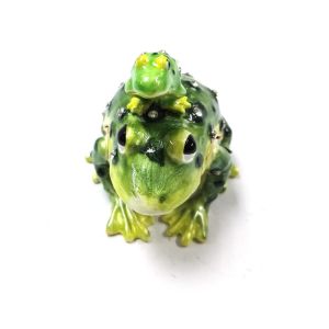 Golden plated enamel fashion frog pewter box macaron trinket box frog Mum and