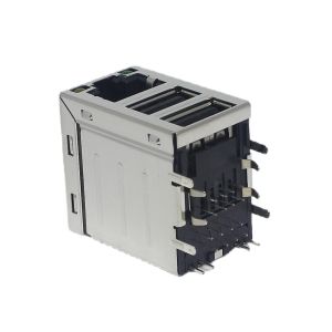 DIP Stacked USB Connectors USB3.0 Female PBC Modular SMD RJ45 Female Jack Socket