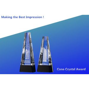 China cone crystal award/blank cone crystal award/3d laser cone crystal trophy/cone crystal 3d on sale