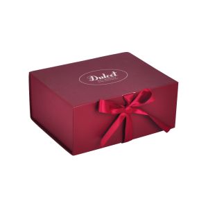 Foldable Cardboard Red Magnetic Paper Packing Box With Ribbon
