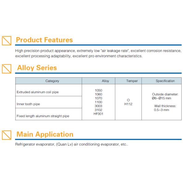 Extruded aluminum tube for evaporator.,for application of referigerators