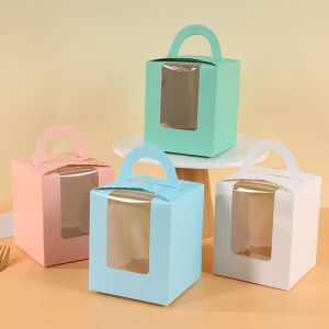 Sustainable Doughnut Cake Bakery Box Packaging Transparent Window Personalized