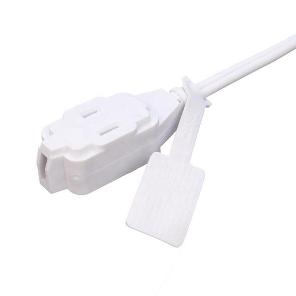 White ETL Standard 2 Pin Plug With 18 AWG Cable Nema 1-15p to 1-15r Male to Female Extension Cord with 13A Rated Current