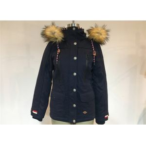 China Winter Parka Thick Warm Hooded Ladies Jacket Coat Navy Cotton Jacket on sale