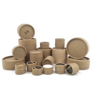Custom Eco Friendly Carton Round Kraft Cylinder Box Empty Biodegradable