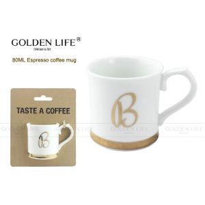 China New Bone China Espresso cups with real gold decals on sale