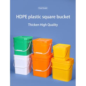 PP Square Shape 5 Gallon Paint Pail Transparent Food Grade Plastic Bucket With