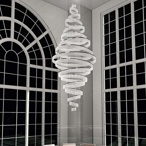 Ring Luxury Staircase Crystal LED Chandelier For Living Room Lobby Large Cristal interior lighting(WH-NC-114)