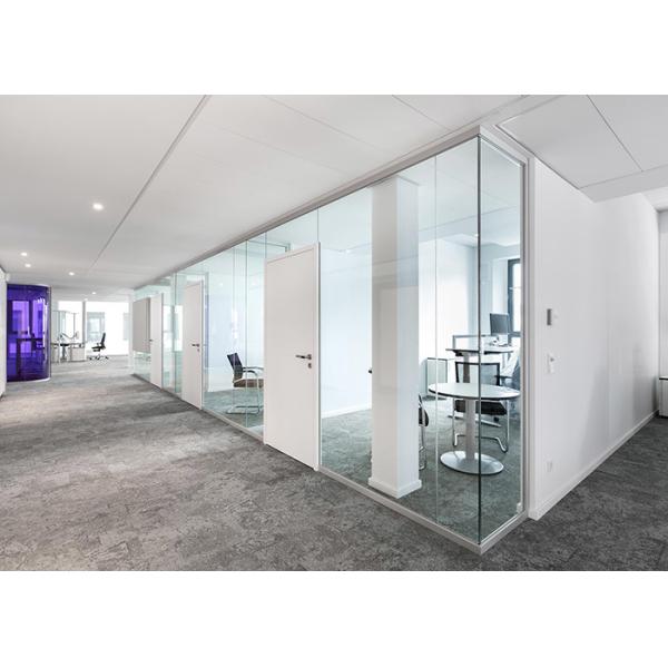 Office Frameless Glass Partition Wall Single Double Glass Partition Wall