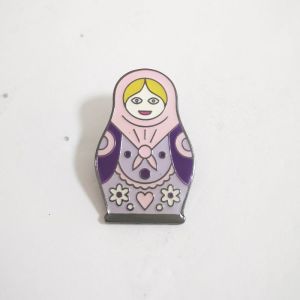 Cheap Nesting Doll Custom Enamel Pins Epoxy Coated With Laser Engraving Texts for sale