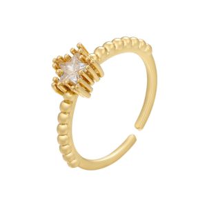China Plated 24K Gold Jewelry Star Gemstone Zircon Adjustable Engagement Rings on sale